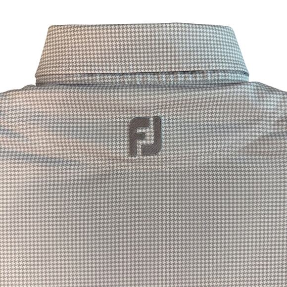 FJ FootJoy Golf Polo Shirt โ Men's Large โ Stretch Performance โ Houndstooth - Picture 2 of 5